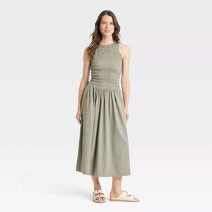 Women's Smocked Knit Maxi A-Line Dress